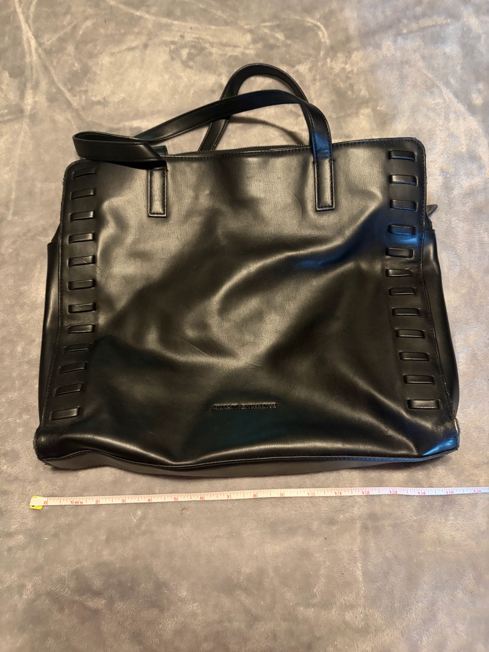 Armani Exchange Black Zip Top Tote Bag Large Shoulder Bag Minimalist Work Laptop